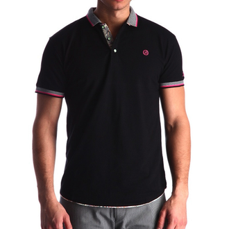 Men's Black - Paisley Turkey Slim Fit Mesh Polo Shirt ( Size - Only XS