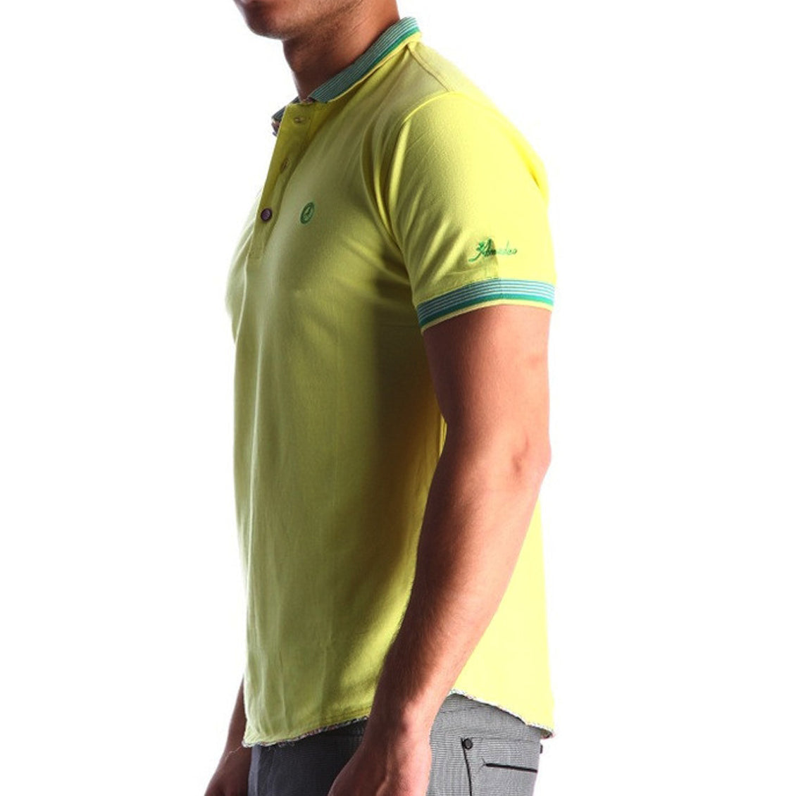 Men's Yellow - Paisley Turkey Slim Fit Mesh Polo Shirt ( Size - Only
