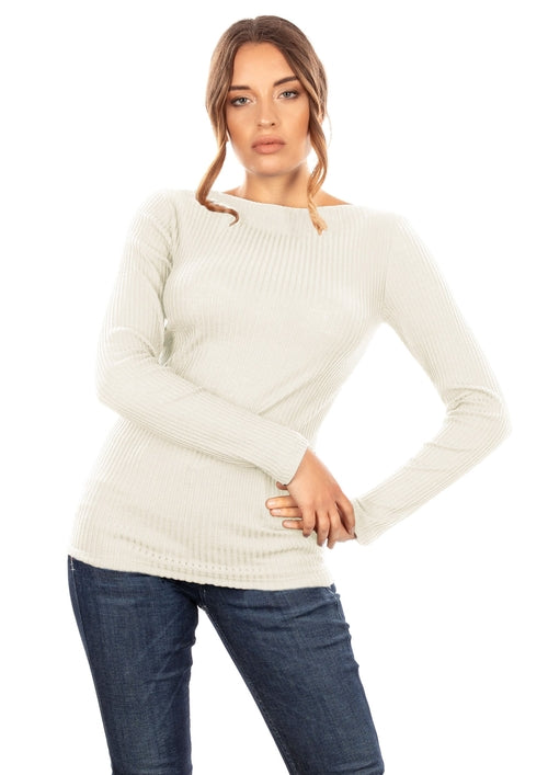 EGI Exclusive Collections Merino Wool Blend Boat Neck Top with Long