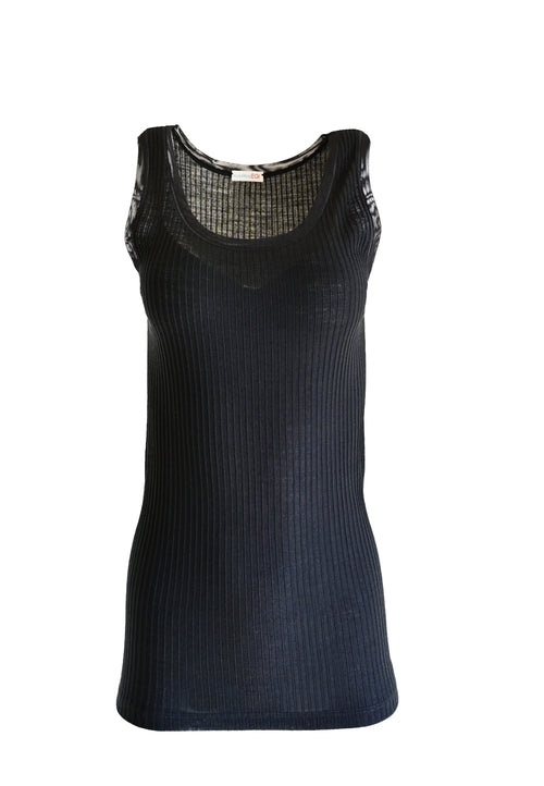 EGI Exclusive Collections Merino Wool Blend Tank Top with Tulle Trim.