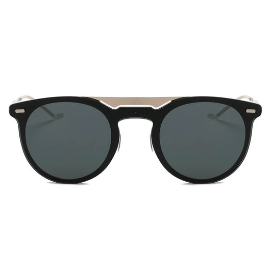 INDIO | Retro Mirrored Brow-Bar Design Circle Round Fashion Sunglasses
