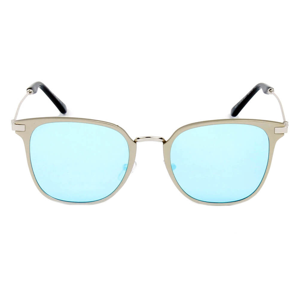 CAMBRIDGE | Pillowed Rectangle Flat Lens Horned Rim Sunglasses