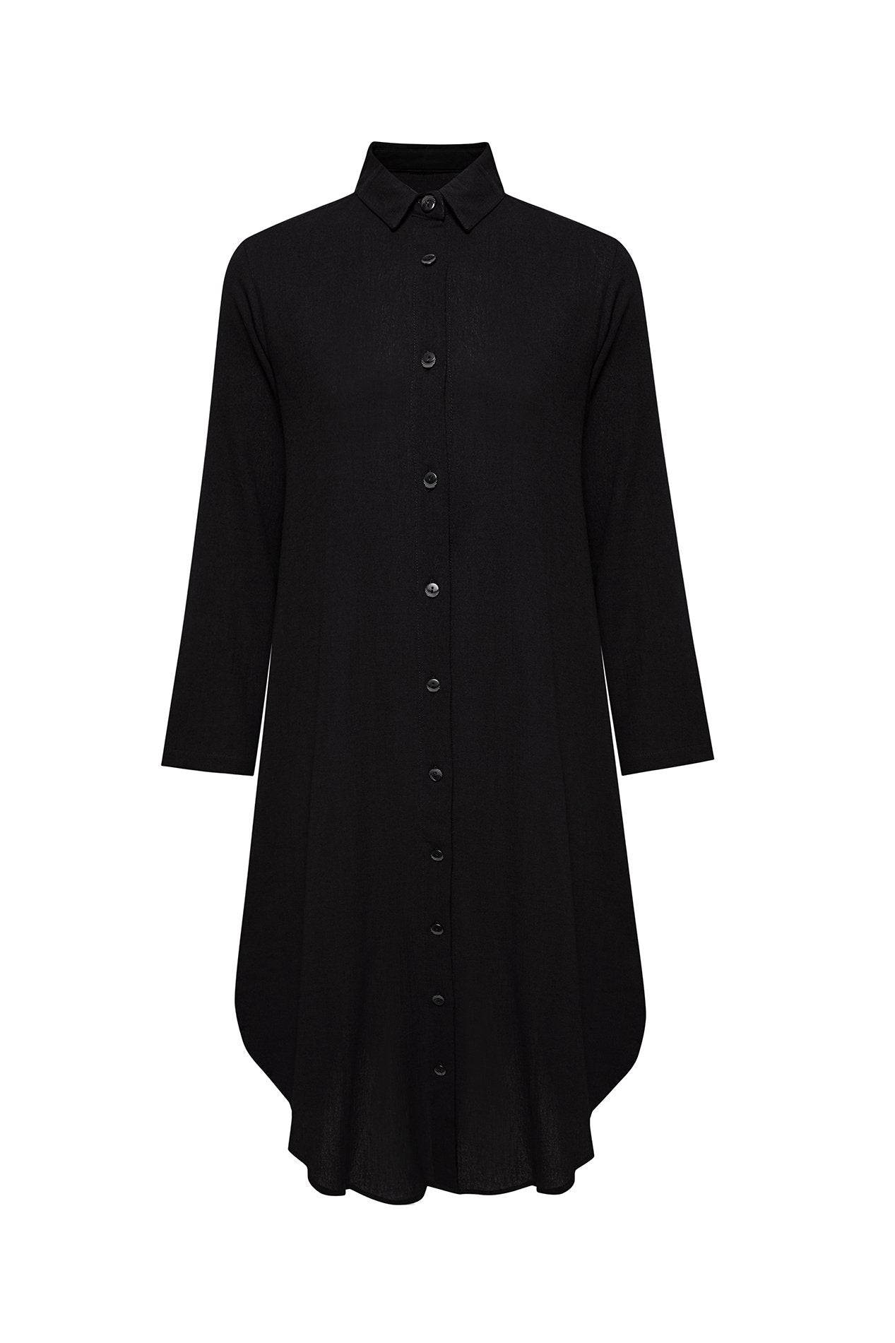 DELLA SHIRT DRESS - BLACK - LuxeSavo