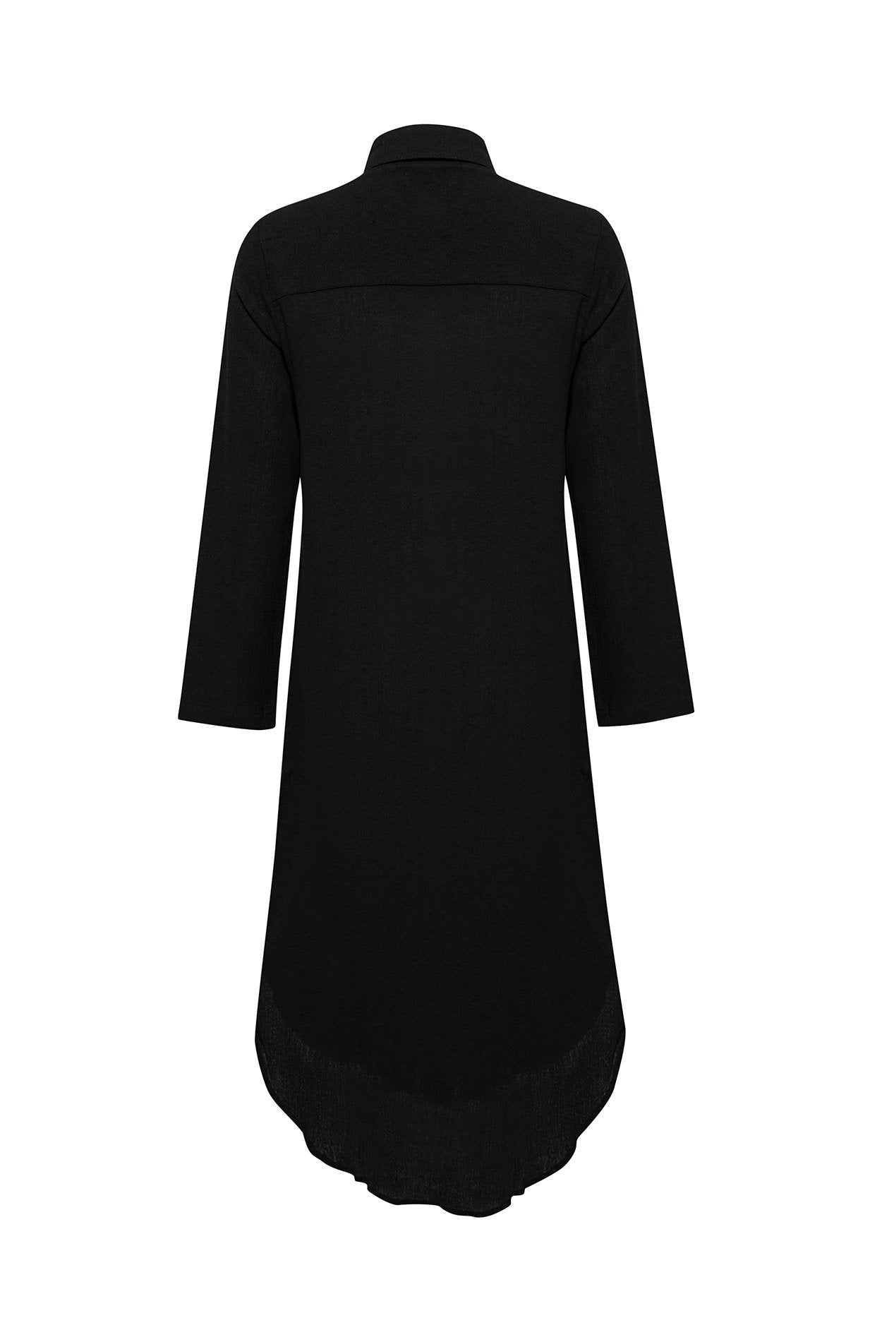DELLA SHIRT DRESS - BLACK - LuxeSavo
