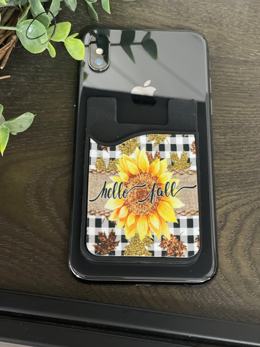 Hello Fall Sunflower Card Caddy Phone Wallet