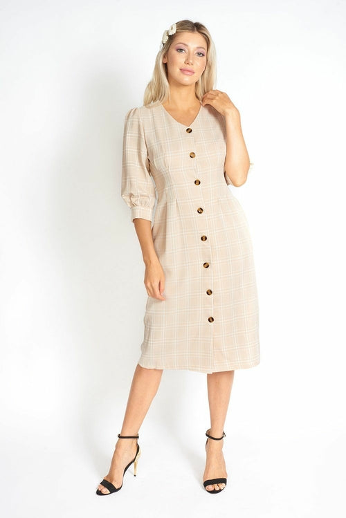 Too Cute for Office Modest Plaid Dress - LuxeSavo