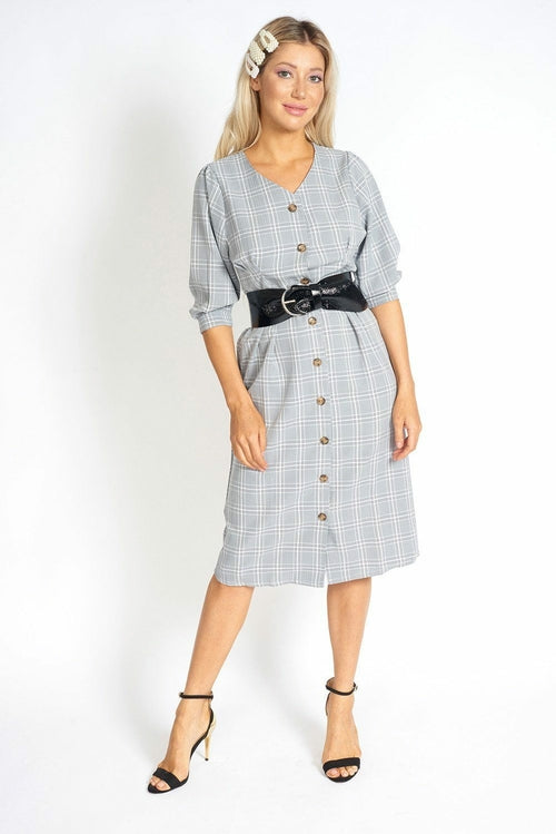 Too Cute for Office Modest Plaid Dress - LuxeSavo