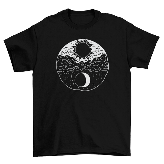 Artistic sun and moon t-shirt - LuxeSavo