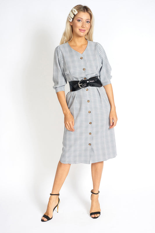 Too Cute for Office Modest Plaid Dress