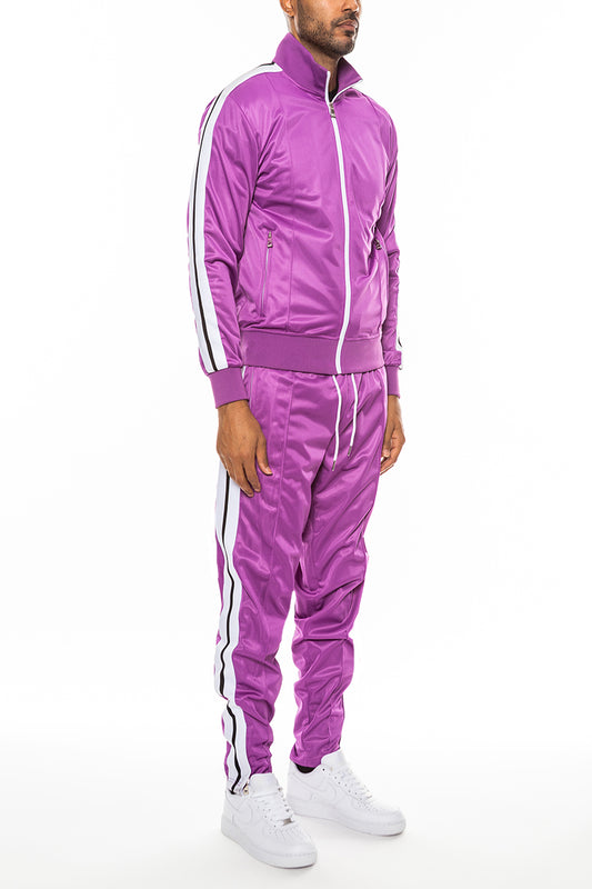 Striped Tape Front Pleat Track Suit