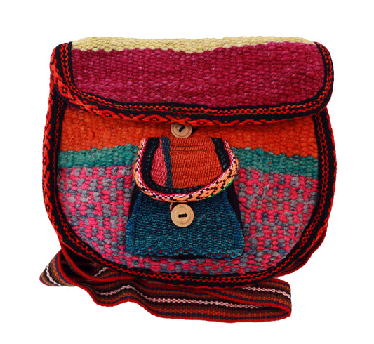 Artisan Woven, Button Crossbody Bag - LuxeSavo
